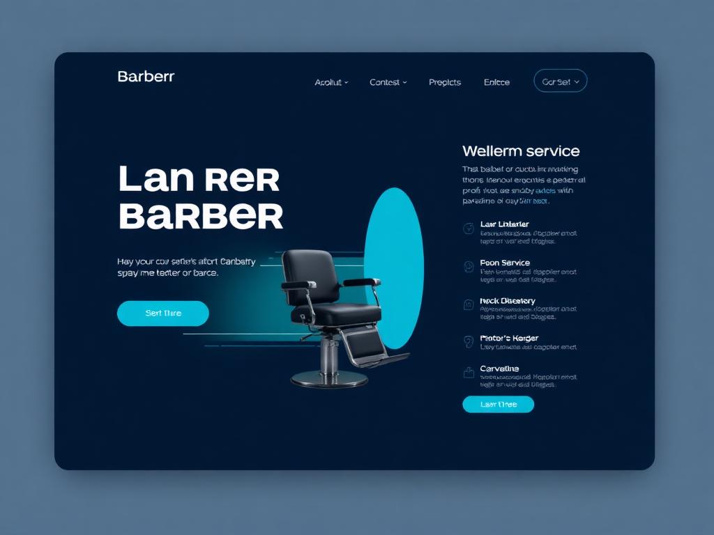 Conceito de Landing Page para barbearia com lista de serviços